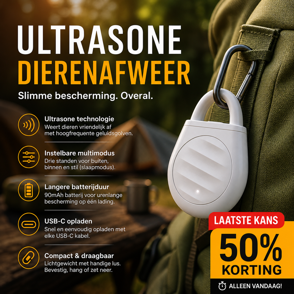 🐦 50% korting! Draagbare ultrasone vogelverjager – houdt vogels, ongedierte & sprinkhanen weg. Compact & handig voor onderweg! ✨🔊