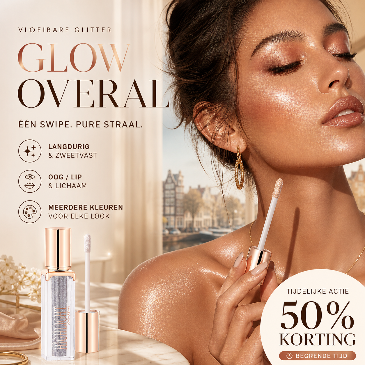 ✨ 50% korting! Vloeibare glitteroogschaduw – multi-purpose, langhoudend & lichtgewicht. Creëer stralende looks in 1 beweging! 🎨💖