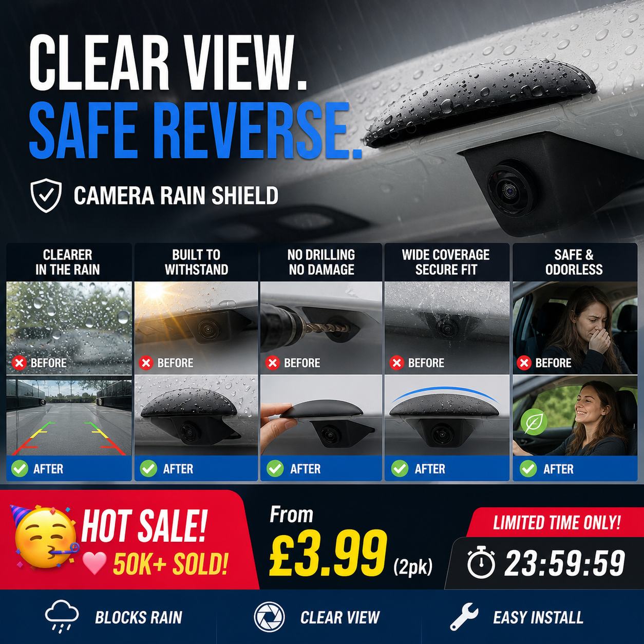 📸 50% korting! 2-pack camerabescherming – waterdicht, helder zicht & eenvoudig te monteren. Bescherm uw camera tegen regen! 🌧️✨