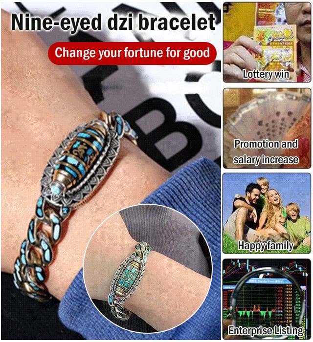 Turkoois Zes-karakter Mantra Negen-ogige Dzi Armband