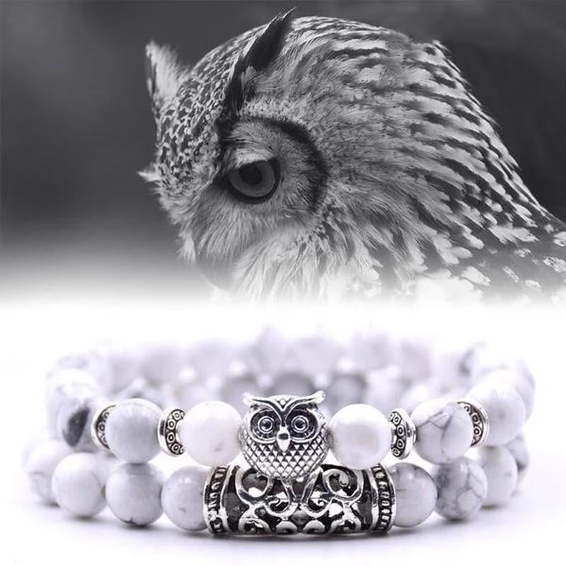 Owl Charm natuursteen armband