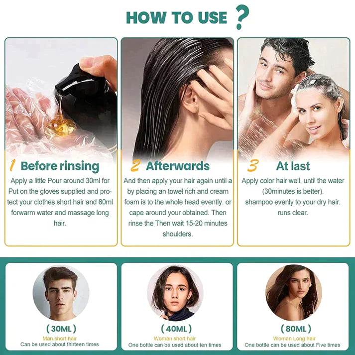 3-in-1 zwarte haarverf shampoo (ayurvedische zonder bijwerking)