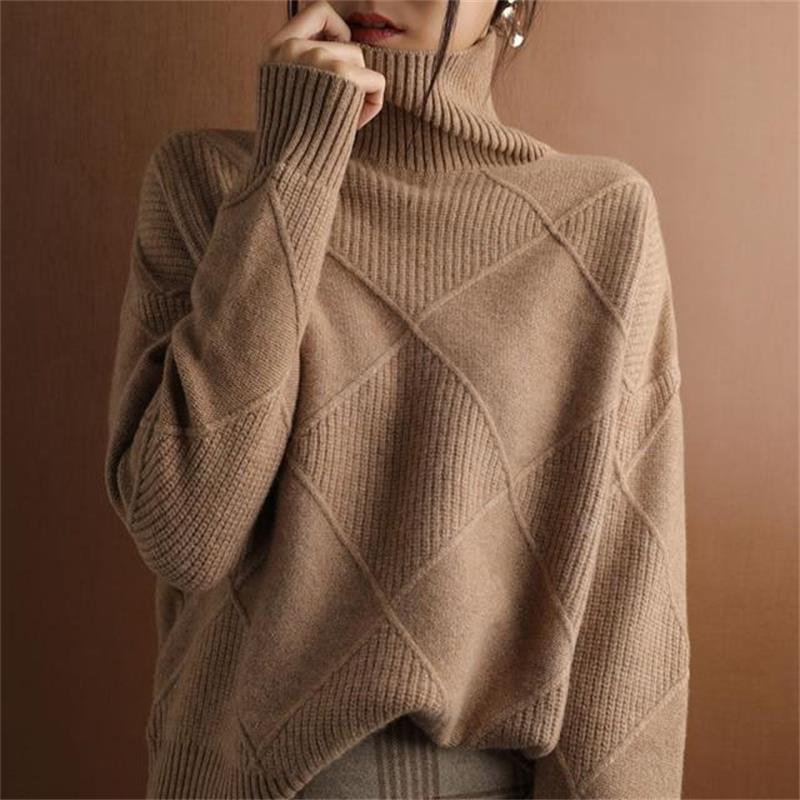 Ruit Sweater Effen Kleur Pullover Los Gebreide Onderkant Sweater