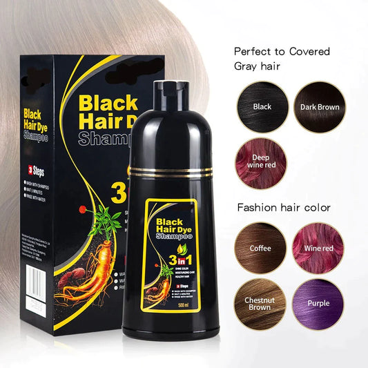 3-in-1 zwarte haarverf shampoo (ayurvedische zonder bijwerking)
