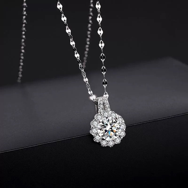 Zonnebloem Sterling Zilveren Diamanten Ketting