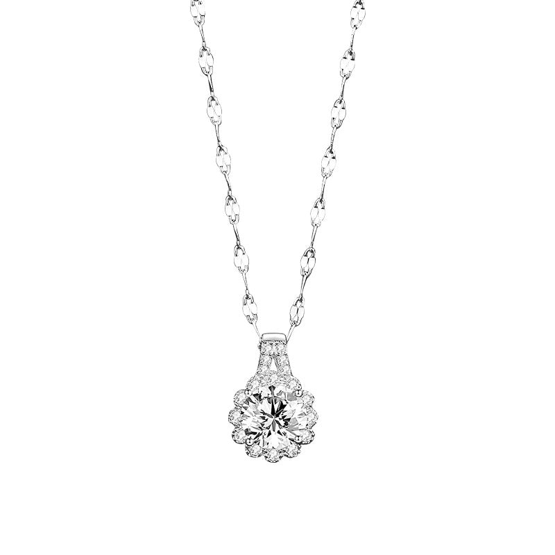 Zonnebloem Sterling Zilveren Diamanten Ketting