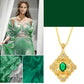 Mooi Cadeau voor Delicate Vrouwen! Italiaanse Sieradenset van Klavertje Vier met Smaragd Kunststeen