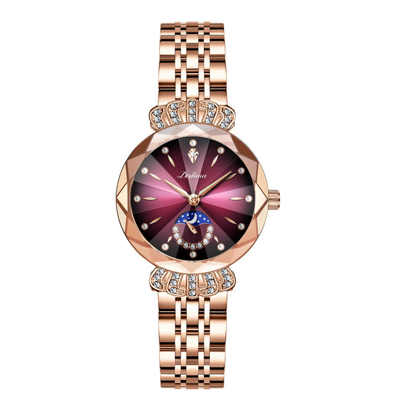 Modieus diamanten maansterhorloge voor vrouwen